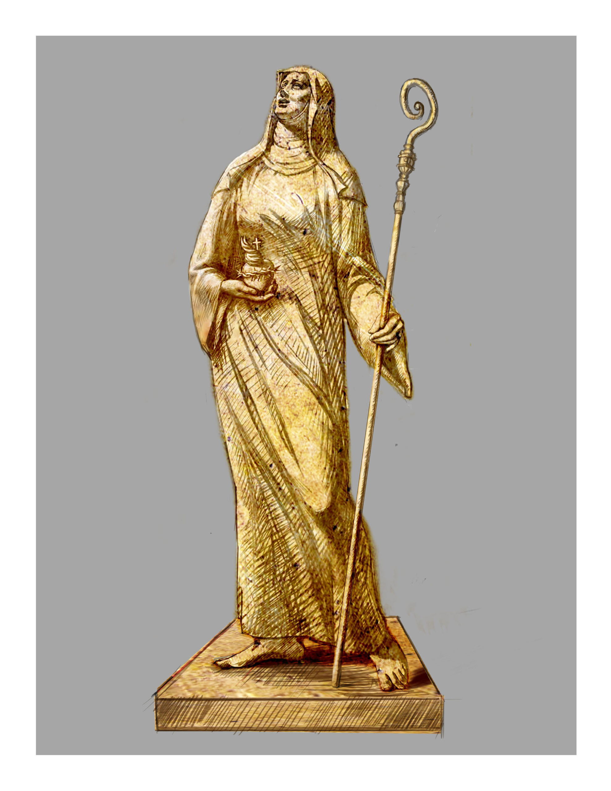 St Gertrude Bronze Illustration